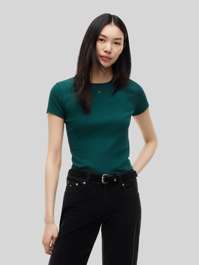 Tommy Jeans Slim Fit T-Shirt aus Baumwoll-Mix Dunkelgruen 4