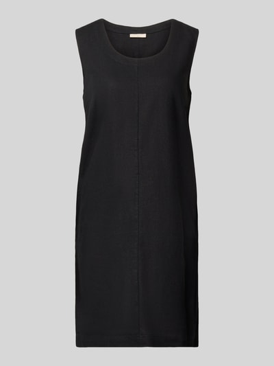 Produktfoto, Knielanges Kleid aus Leinen-Viskose-Mix Modell 'LAVA' von FREE/QUENT, gerader Schnitt, schwarze Farbe, glatte Textur