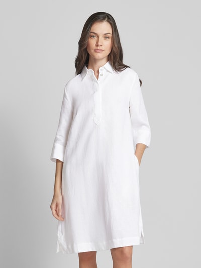 Christian Berg Woman Sukienka koszulowa o długości do kolan z lnu w jednolitym kolorze Biały 4