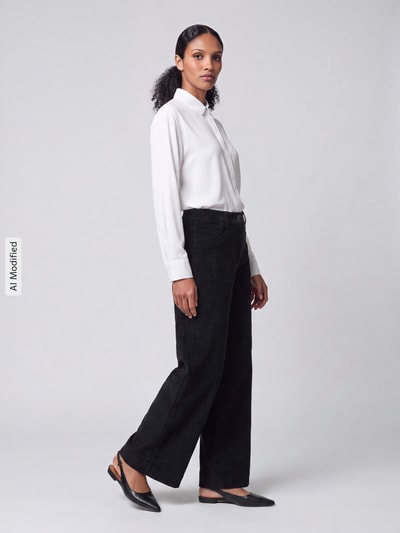MAC Wide Leg Cordhose mit Gürtelschlaufen Modell 'Palazzo' Black 1