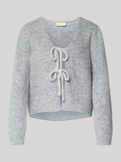 FREE/QUENT Gebreid jack met vetersluiting, model 'GRSLULU' Lichtgrijs gemêleerd - 2