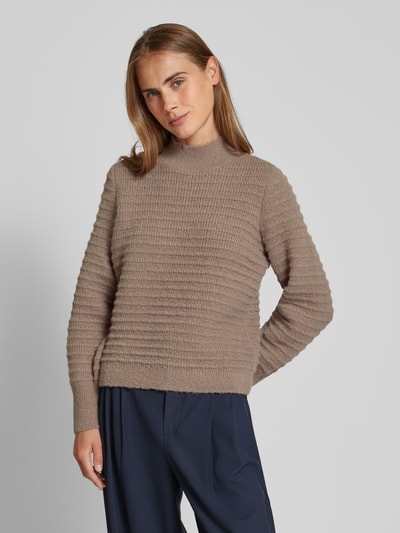 Vila Gebreide pullover met opstaande kraag, model 'TERRA' Taupe - 4