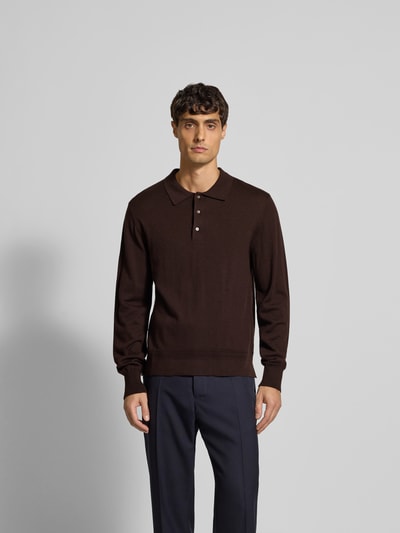 Officine Générale Pullover mit Polokragen Dunkelbraun 4