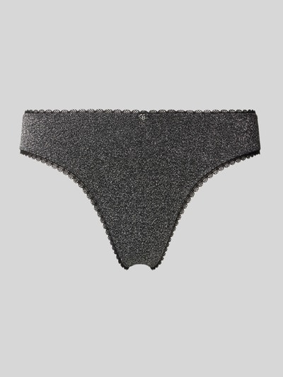 HUGO Stringi z obszyciem koronką model 'LUREX THONG' Czarny 1