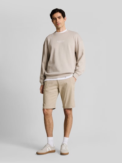 Tom Tailor Slim Fit Chinoshorts aus reiner Baumwolle Beige Melange 1