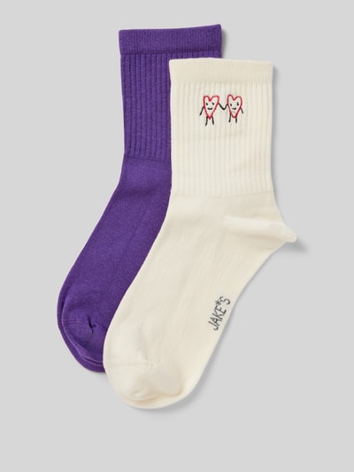 Jake*s Casual Socken mit Motiv-Print im 2er-Pack Violett 1