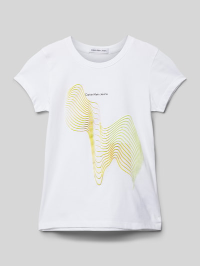 Calvin Klein Jeans Slim fit T-shirt met motiefprint Wit - 1