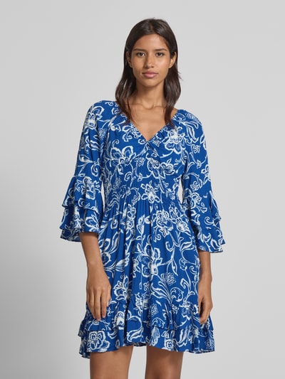 Apricot Minikleid mit Volants Blau 4