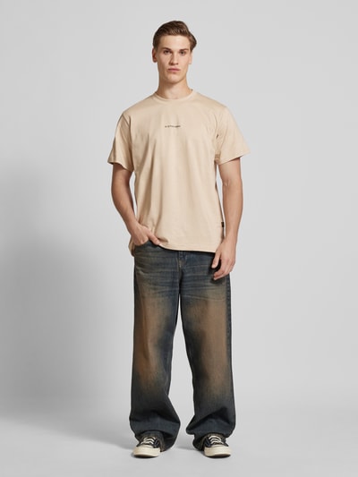 G-Star Raw T-Shirt mit Label-Print Beige 1