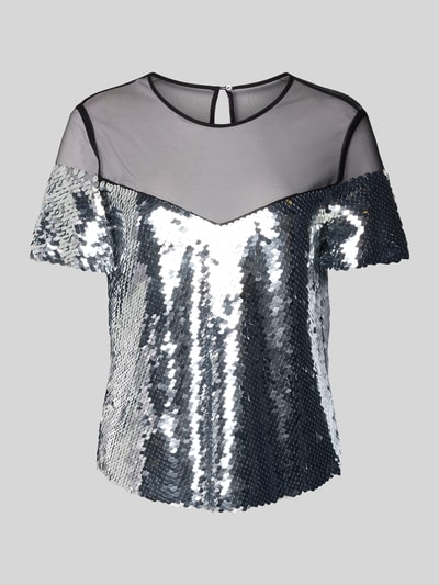 Marc Cain Regular Fit Bluse mit Paillettenbesatz Silber 2