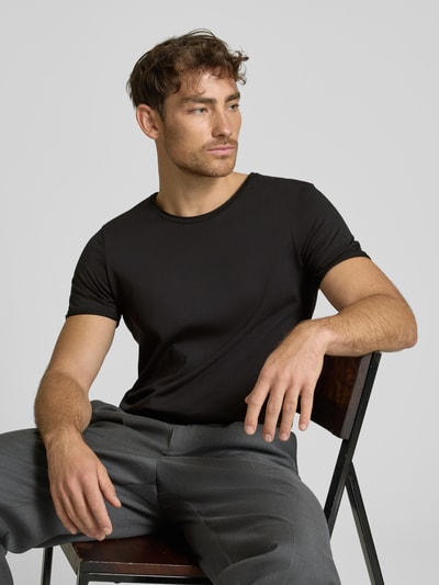 JOOP! Jeans T-Shirt mit geripptem Rundhalsausschnitt Modell 'Caspian' Black 3
