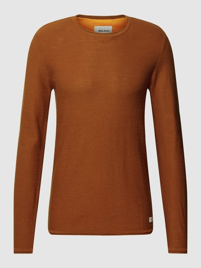 Blend Strickpullover mit Label-Patch Dunkelrot 2
