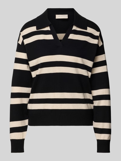 FREE/QUENT Gebreide pullover met platte kraag, model 'FLOW' Zwart - 2