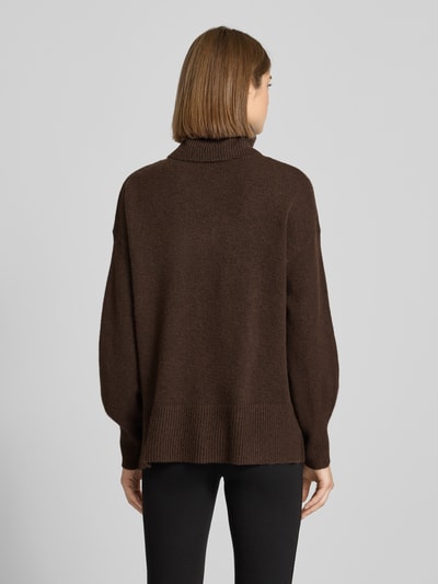 PIECES Regular Fit Rollkragenpullover mit Woll-Anteil Modell 'MALOU' Schoko Melange 5