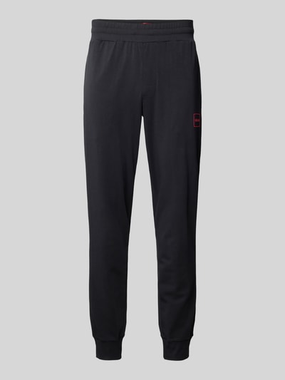 HUGO Slim fit sweatpants met labelpatch, model 'Laze' Zwart - 2