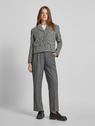 Tommy Hilfiger Wide leg wollen broek met bandplooien Lichtgrijs - 1