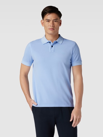 BOSS Orange Slim fit poloshirt met labeldetail, model 'Prime' Oceaanblauw - 4