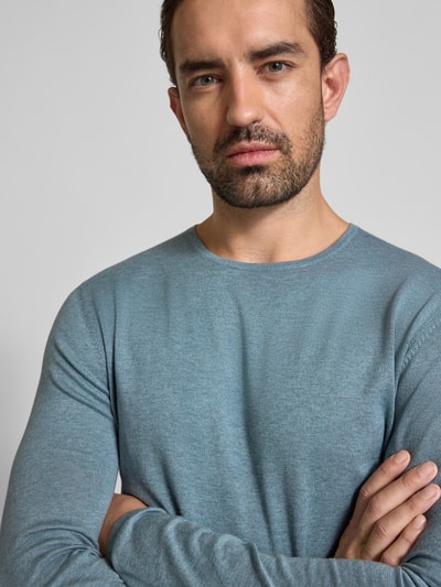 Christian Berg Men Regular fit pullover van puur katoen in gebreide look Metallic turquoise gemêlee - 3
