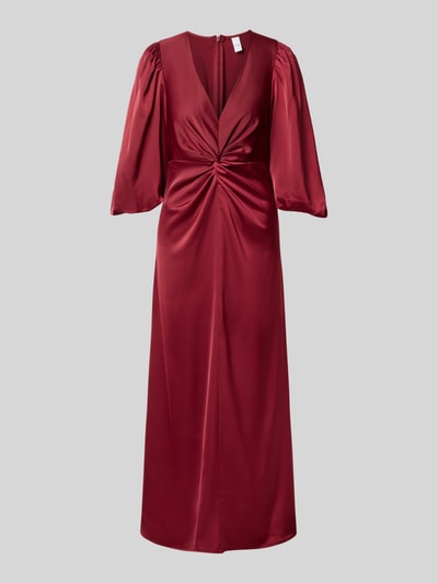 Productfoto, Cocktailkleid met knotendetail en V-hals model 'THEA' van YAS, rood, A-lijn, maxijurk, stretchmateriaal, 3/4-mouw