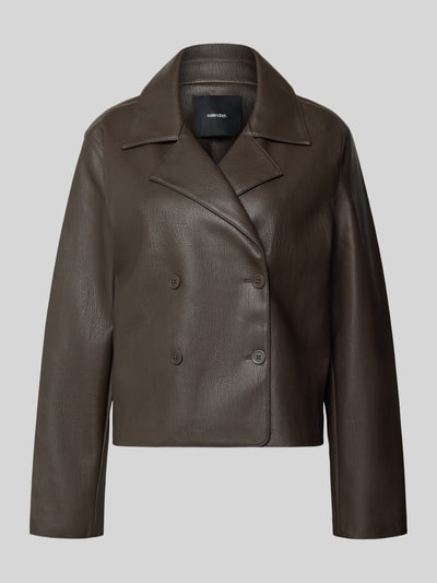 Produktfoto, Regular Fit Blazer in Leder-Optik Modell 'Neala' von someday., zweireihig, braune Struktur, Reverskragen, glatte Knöpfe