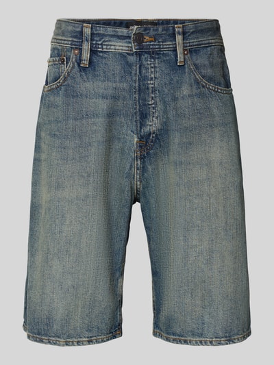 Produktfoto, Regular Fit Jeansshorts im 5-Pocket-Design von Jack & Jones in Blau, reine Baumwolle, sichtbare Waschung, Knopf- und Reißverschluss