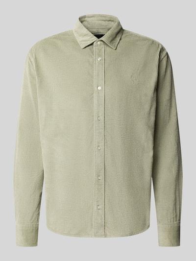 Produktfoto, Regular Fit Freizeithemd mit Label-Stitching von MCNEAL in Hellgrün, Cord, Kentkragen, reine Baumwolle, strukturierte Oberfläche