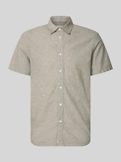 Produktfoto, Regular Fit Freizeithemd mit Kentkragen Modell 'ABAN' von Blend in hellem Beige, Knopfleiste, Halbarm, glatte Textur