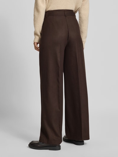 Raffaello Rossi Straight fit bandplooibroek met riem Donkerbruin - 5