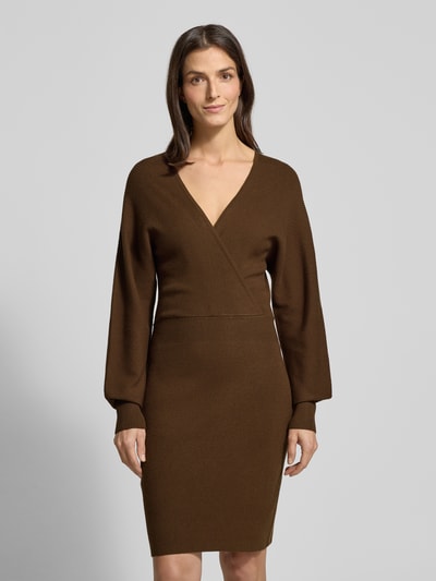 Zero Knielange gebreide jurk van viscosemix Lichtbruin - 4