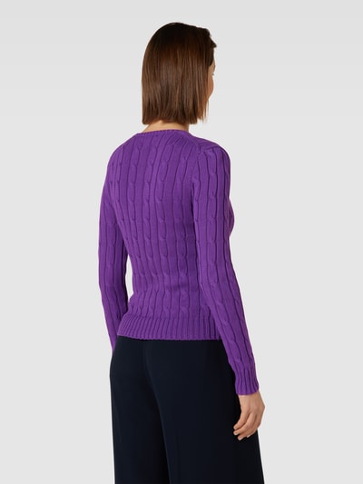 Polo Ralph Lauren Strickpullover mit Zopfmuster Modell 'JULIANNA' Lila 5