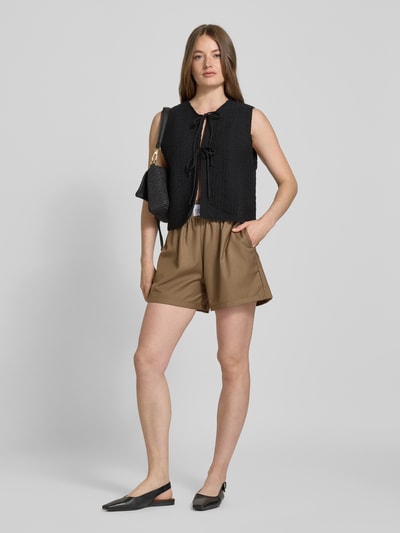 VILLA SOPHIE Shorts aus Viskose-Mix mit elastischem Bund Modell 'TOSCA' Mittelbraun 1
