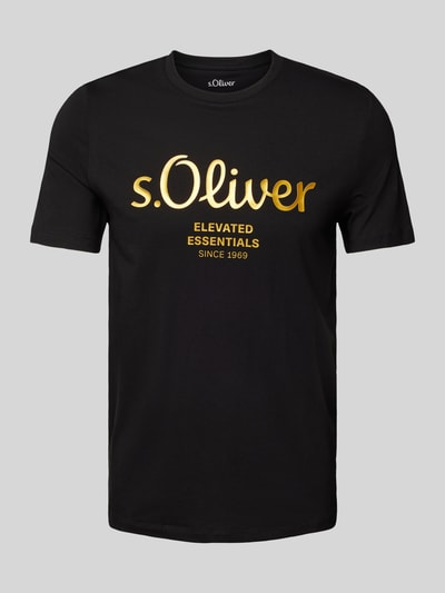 s.Oliver RED LABEL Regular Fit T-Shirt aus reiner Baumwolle mit Statement-Label-Print Black 2