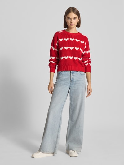 Noisy May Strickpullover mit Rundhalsausschnitt Modell 'BLITZEN' Rot 1