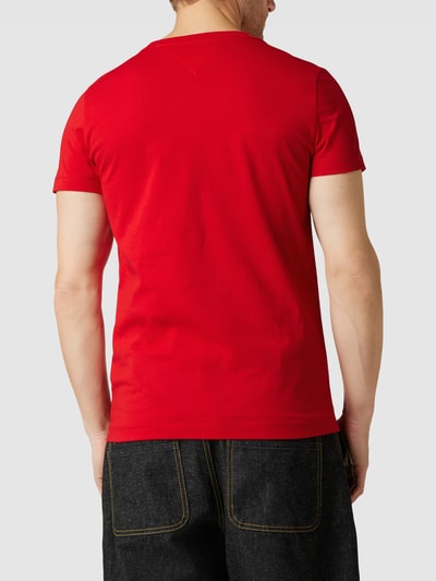 Tommy Hilfiger T-shirt met labelprint, model 'CURVE LOGO TEE' Rood - 5