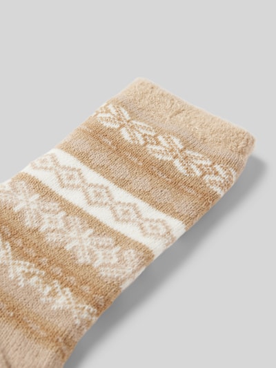 camano Socken mit Kunstfellbesatz Modell 'NORWEGIAN' Beige 2