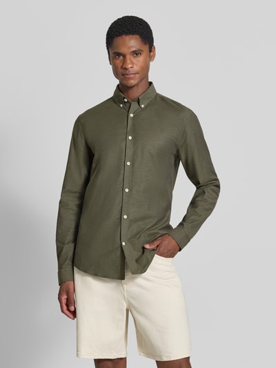 Lindbergh Regular Fit Freizeithemd aus Baumwoll-Mix Modell 'Oxford' Khaki 4