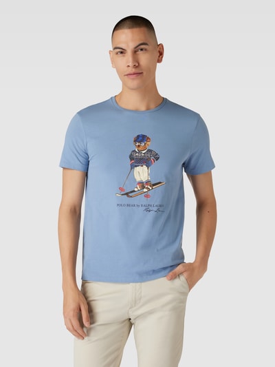 Polo Ralph Lauren T-shirt met labelprint Rookblauw - 4