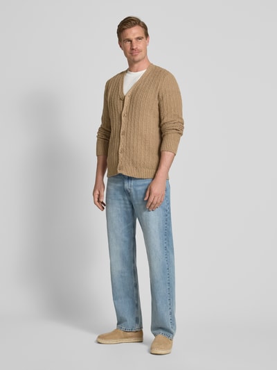 Samsøe Samsøe Regular fit cardigan van puur katoen, model 'Samicah' Lichtbruin - 1