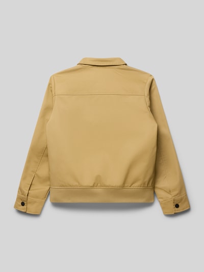 Produktfoto, beige Regular Fit Jacke mit Umlegekragen Modell 'Stevo' von CARS JEANS, Reißverschluss, aufgesetzte Taschen, Material-Mix, strukturierte Oberfläche, Rückenansicht
