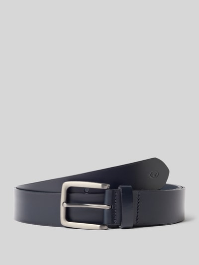 Tom Tailor Pasek skórzany ze sprzączką model ‘Scott’  Granatowy 1