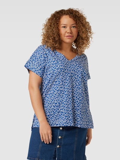 Esprit Curvy PLUS SIZE T-shirt met all-over motief Blauw - 4