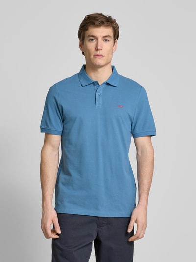 s.Oliver RED LABEL Regular Fit Poloshirt aus reiner Baumwolle mit Label Stitching Rauchblau 4