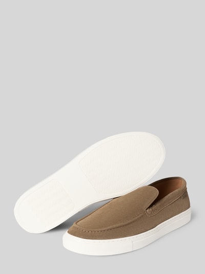 Produktfoto, Loafers aus leer met gladde zool van PS Poelman, heren, echt leer, afgeronde punt, comfortmodel, zoolhoogte 3 cm, schachthoogte 6 cm, schachtbreedte 13 cm, neutrale bruintinten, gladde textuur