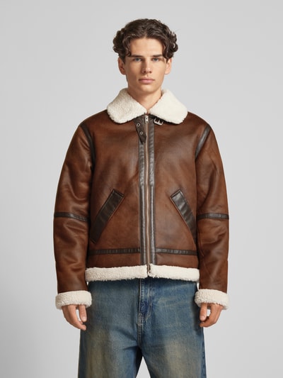 Jack & Jones Jack met platte kraag, model 'COLE AVIATOR' Donkerbruin - 4