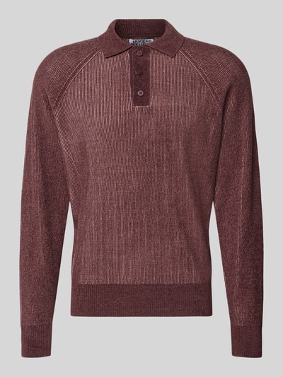 Jake*s Studio Men sweter o kroju regular fit z kołnierzykiem polo Bordowy 1