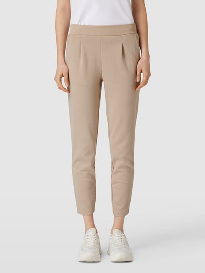 ICHI Stoffen broek met bandplooien Beige - 4