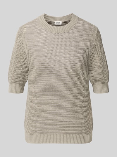 Produktfoto, Regular Fit Pullover in tricotlook model 'SANIDY' van Drykorn, katoenmix, halflange mouwen, gaatjesmotief, ronde hals