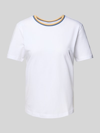 Jake*s Casual T-shirt met geribde ronde hals Wit - 2