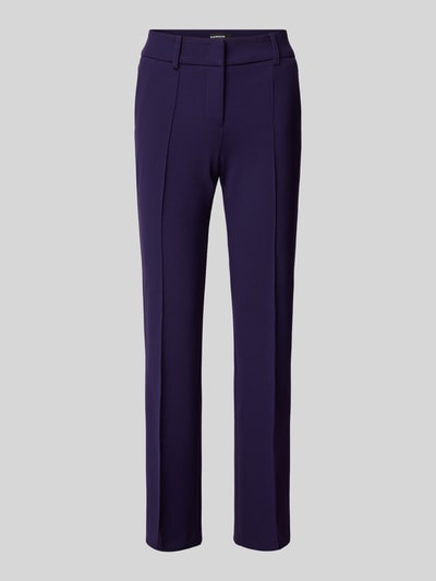 Cambio Slim fit stoffen broek met vaste persplooien, model 'FARAH' Paars - 2