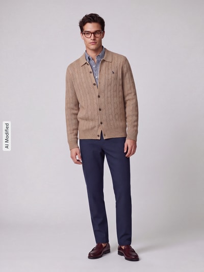 Polo Ralph Lauren Regular Fit Strickjacke aus reiner Baumwolle Beige 1